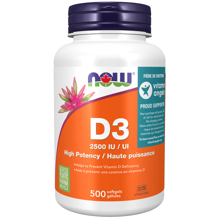 Now Vitamin D3 2500 IU 500 Softgels