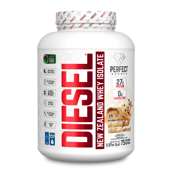 Perfect Sports Diesel New Zealand Whey Protein Isolate Brown Sugar Bubble Tea 5lbs
