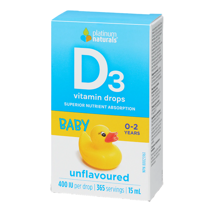 Platinum Naturals Baby Vitamin D3 Drops 400 IU Unflavoured 15mL