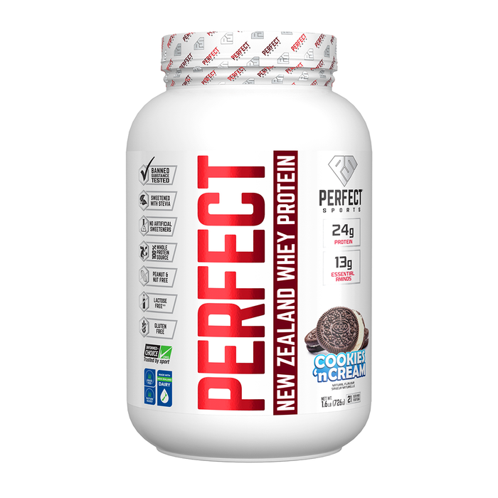 Perfect Sports New Zealand Whey Protein Cookies 'n Cream 1.6lbs