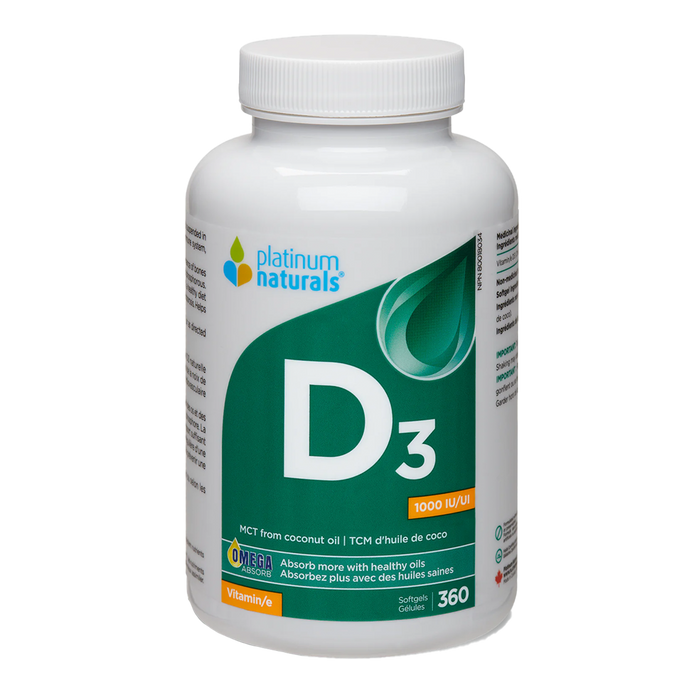 Platinum Naturals Vitamin D3 1000IU 360 Softgels