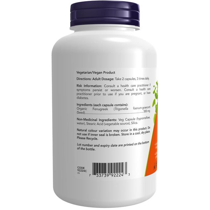 NOW Fenugreek 500mg 250 Veggie Caps