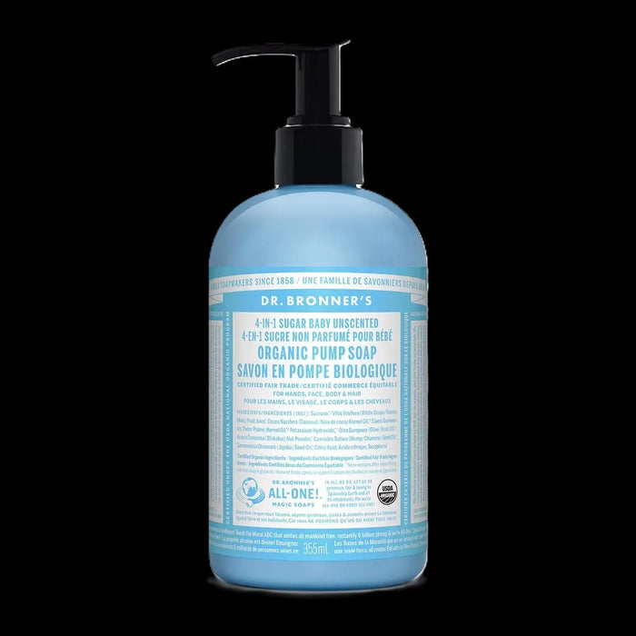 Dr. Bronner's 4-In-1 Organic Sugar Pump Soap Baby Unscented 355mL