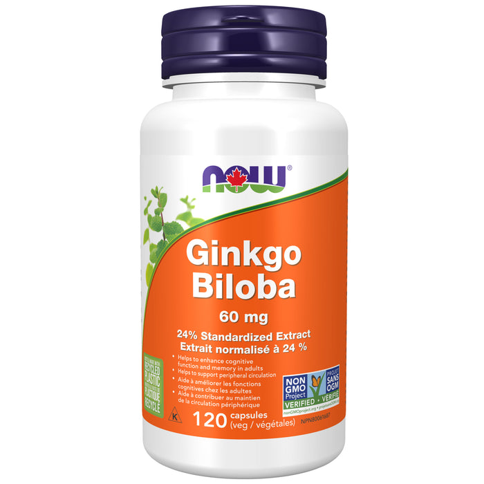 NOW Ginkgo Biloba 60mg 120 Veggie Caps