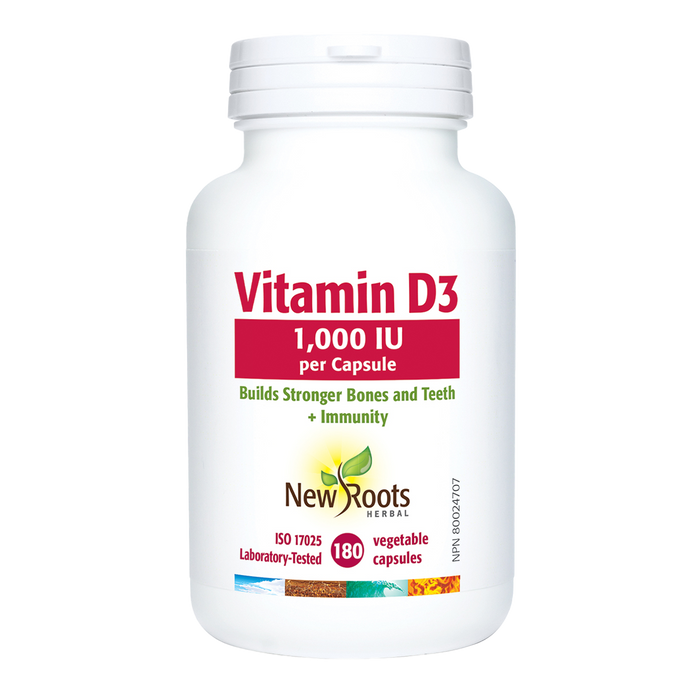 New Roots Vitamin D3 1000 IU 180 Veggie Caps