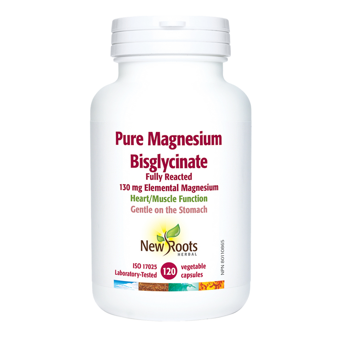 New Roots Pure Magnesium Bisglycinate 130mg 120 Veggie Caps