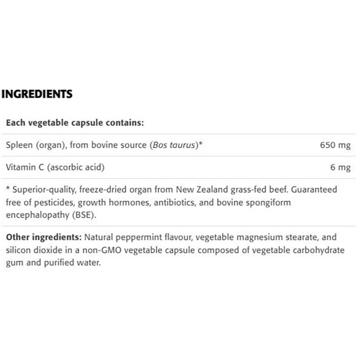 New Roots Grass-Fed Beef Spleen 650mg 30 Veggie Caps