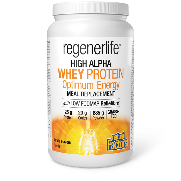 Natural Factors Regenerlife™ High Alpha Whey Protein Optimum Energy Meal Replacement 885 g Powder Vanilla Flavour