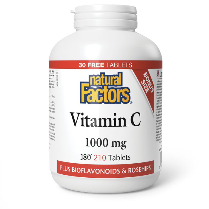 Natural Factors Vitamin C plus Bioflavonoids & Rosehips 1000 mg 210 Tablets