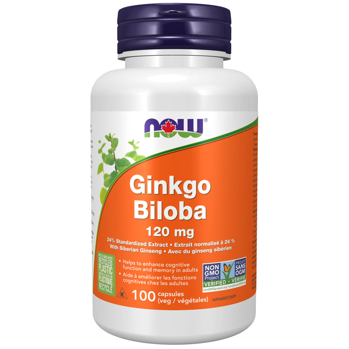 NOW Ginkgo Biloba 120mg 100 Veggie Caps