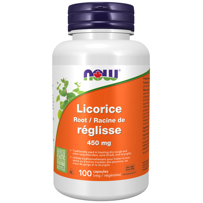 NOW Licorice Root 450mg 100 Veggie Caps