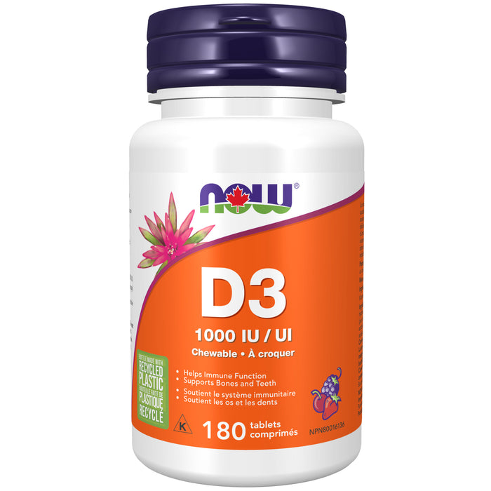 NOW Vitamin D-3 1000 IU 180 Chewable Tablets