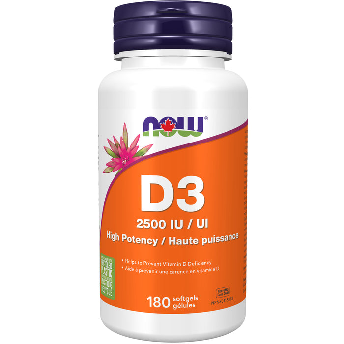 Now Vitamin D3 2500 IU 180 Softgels