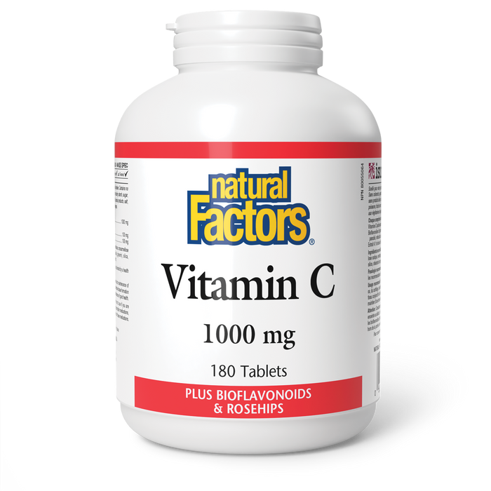 Natural Factors Vitamin C plus Bioflavonoids & Rosehips 1000 mg 180 Tablets