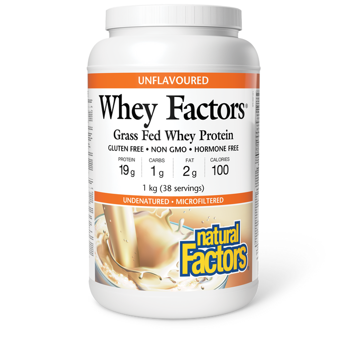 Natural Factors Whey Factors® 100% Natural Whey Protein 1 kg Powder Unflavoured