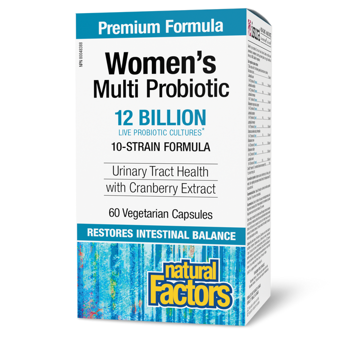 Natural Factors Women's Multi Probiotic 12 Billion Live Probiotic Cultures 60 Vegetarian Capsules
