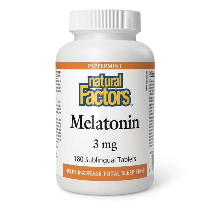Natural Factors Melatonin 3 mg 180 Sublingual Tablets Peppermint