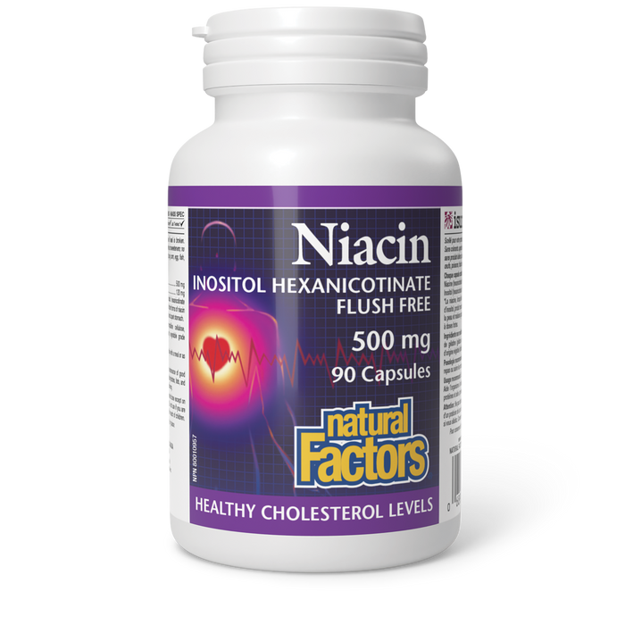 Natural Factors Niacin Inositol Hexanicotinate Flush Free 500 mg 90 Capsules