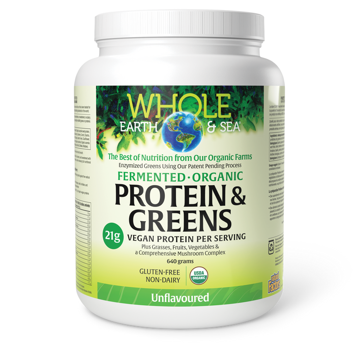 Whole Earth & Sea® Fermented Organic Protein & Greens 640 g Powder Unflavoured