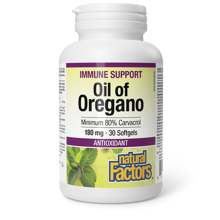 Natural Factors Oil of Oregano 180 mg 30 Softgels