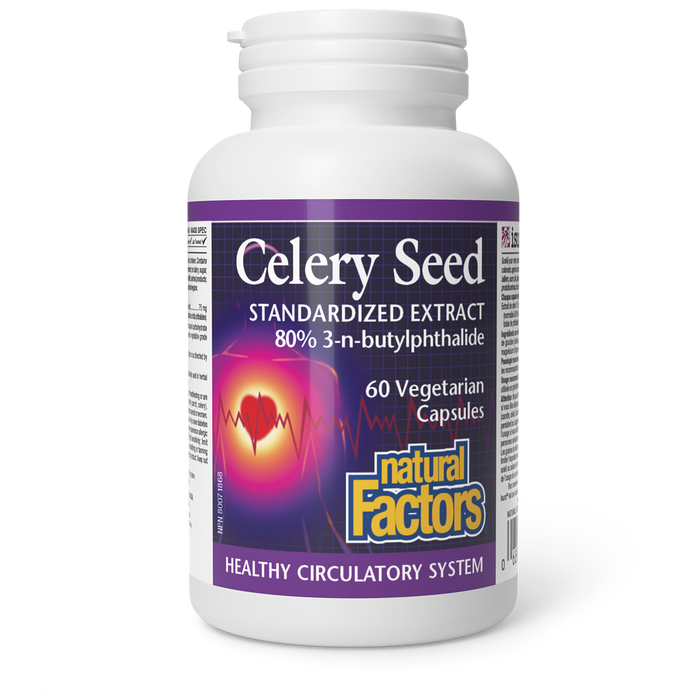 Natural Factors Celery Seed Standardized Extract 80% 3nB 60 Vegetarian Capsules