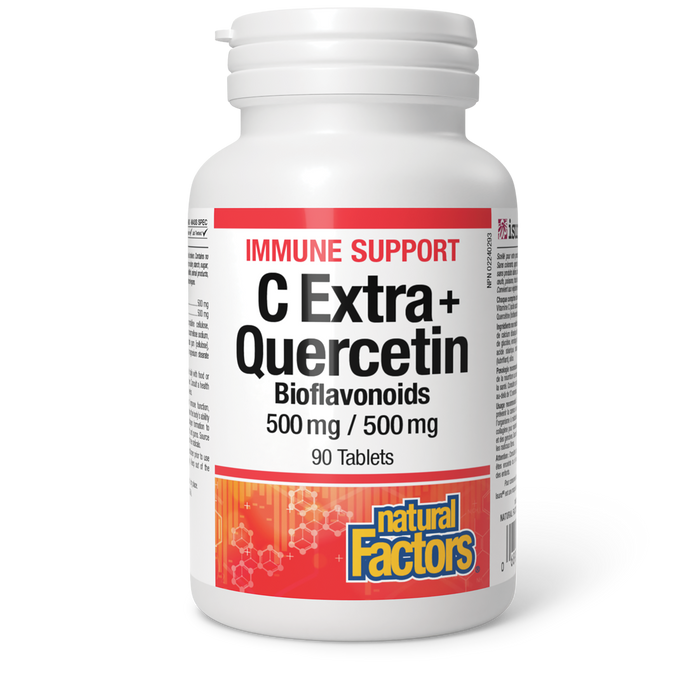 Natural Factors C Extra + Quercetin Bioflavonoids 500 mg / 500 mg 90 Tablets
