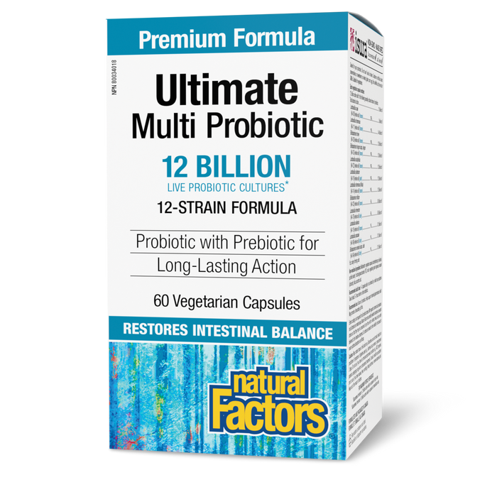 Natural Factors Ultimate Multi Probiotic 12 Billion Live Probiotic Cultures 60 Vegetarian Capsules
