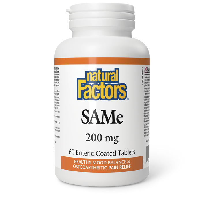 Natural Factors SAMe 200 mg 60 Enteric Coated Tablets