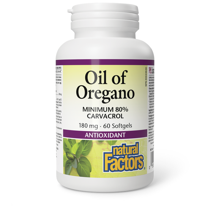 Natural Factors Oil of Oregano 180 mg 60 Softgels