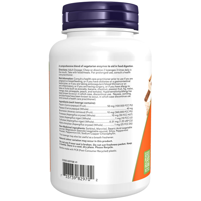 NOW Papaya Enzymes 180 Lozenges