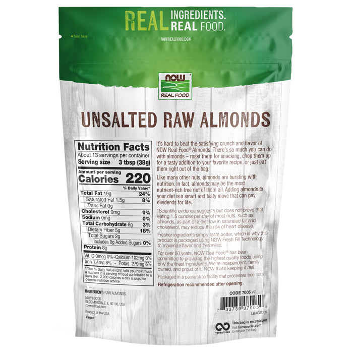 Now Raw Almonds Unsalted 454g