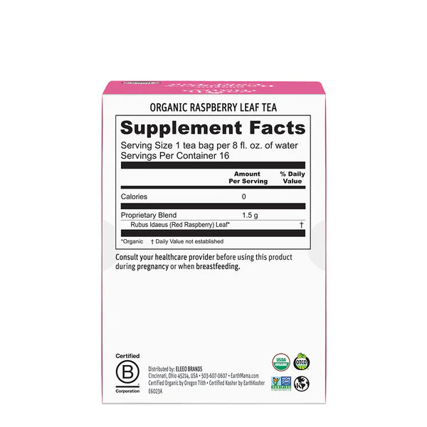 Earth Mama Organic Raspberry Leaf Tea 16 Tea Bags