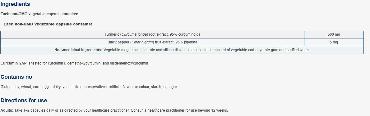NFH Curcumin SAP 90 Capsules