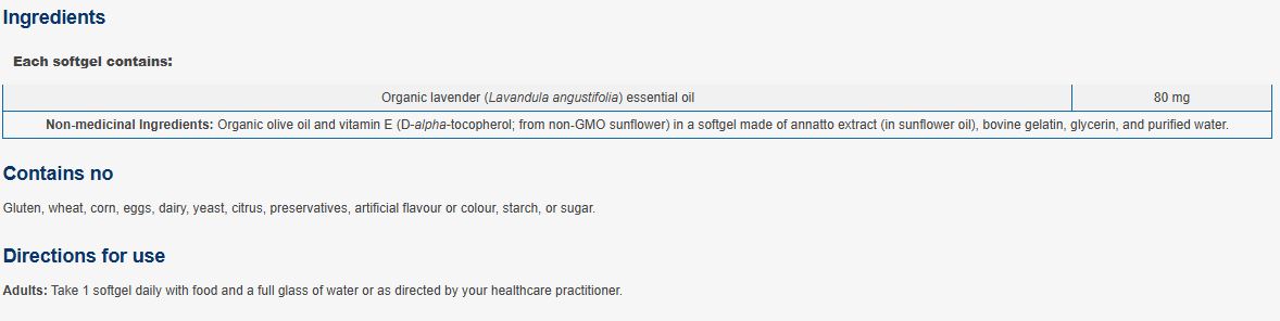 NFH Lavender SAP 60 Softgels