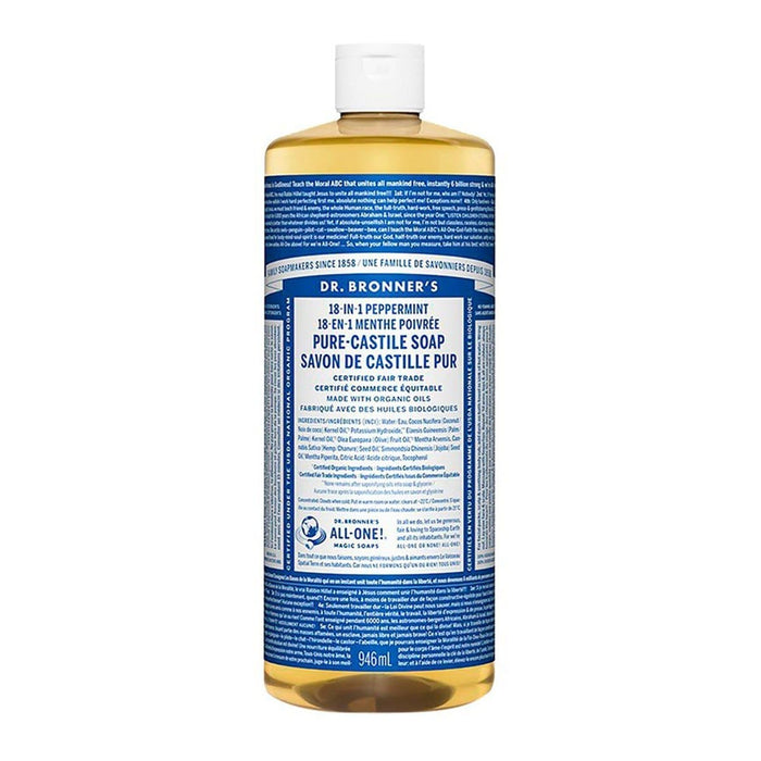 Dr. Bronner's 18-In-1 Pure-Castile Liquid Soap Peppermint 946mL