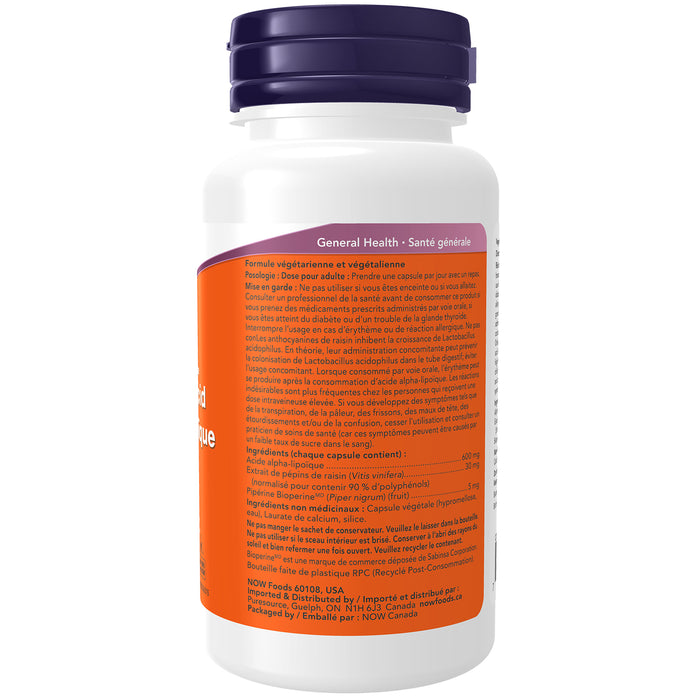 NOW Alpha Lipoic Acid 600mg 60 Veggie Caps