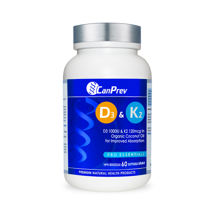 CanPrev D3 & K2 - Organic Coconut Oil 60 Softgels