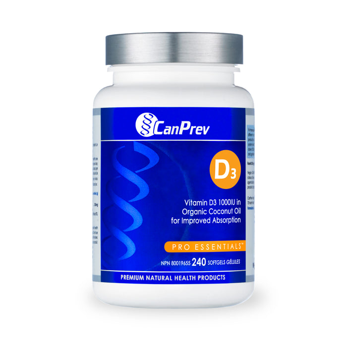 CanPrev D3 - Organic Coconut Oil 240 Softgels