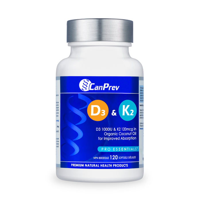 CanPrev D3 & K2 - Organic Coconut Oil 120 Softgels