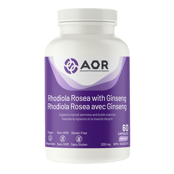 AOR Rhodiola Rosea With Ginseng 200mg 60 Capsules