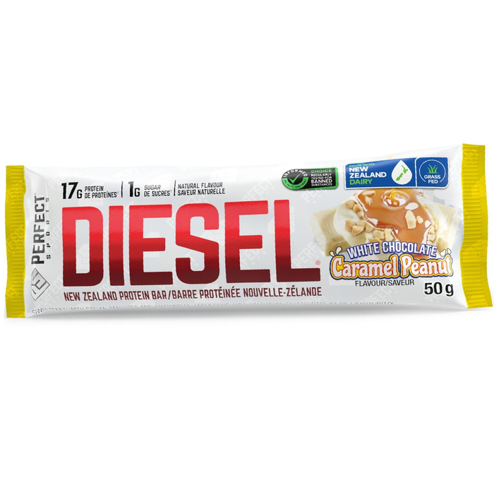 Perfect Sports Diesel New Zealand Protein Bar White Chocolate Caramel Peanut 50g