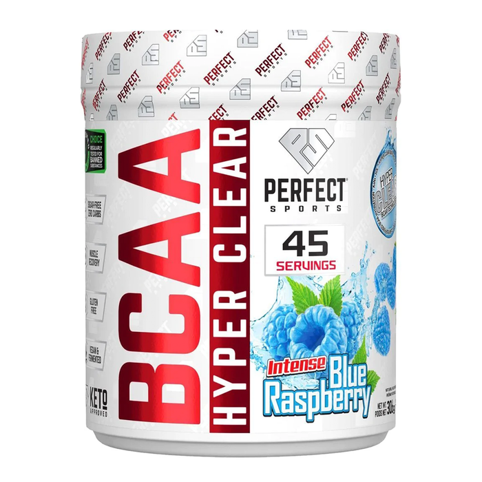 Perfect Sports BCAA Hyper Clear Intense Blue Raspberry 45 Servings