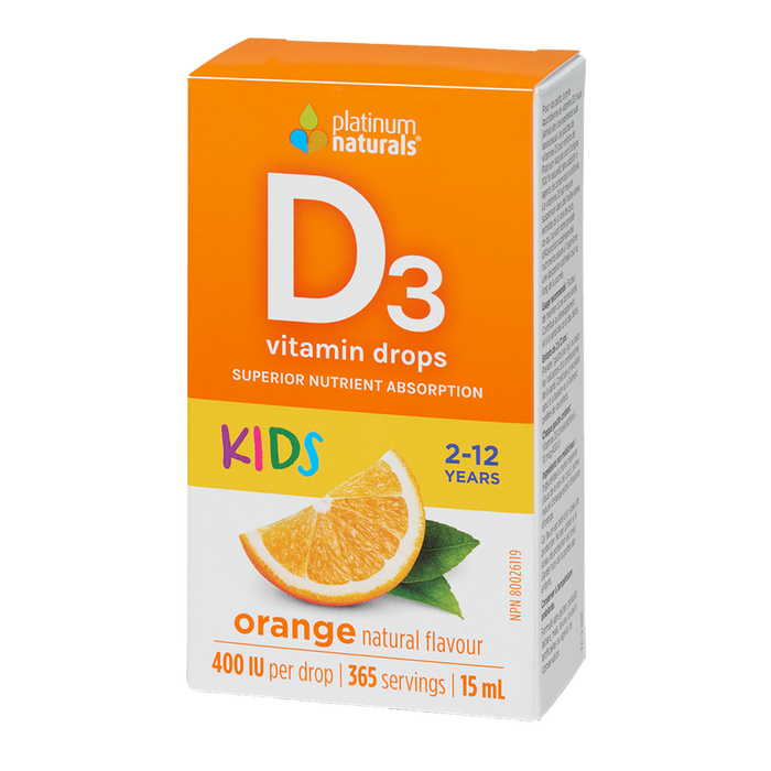 Platinum Naturals Kids Vitamin D3 Drops 400 IU Orange 15mL