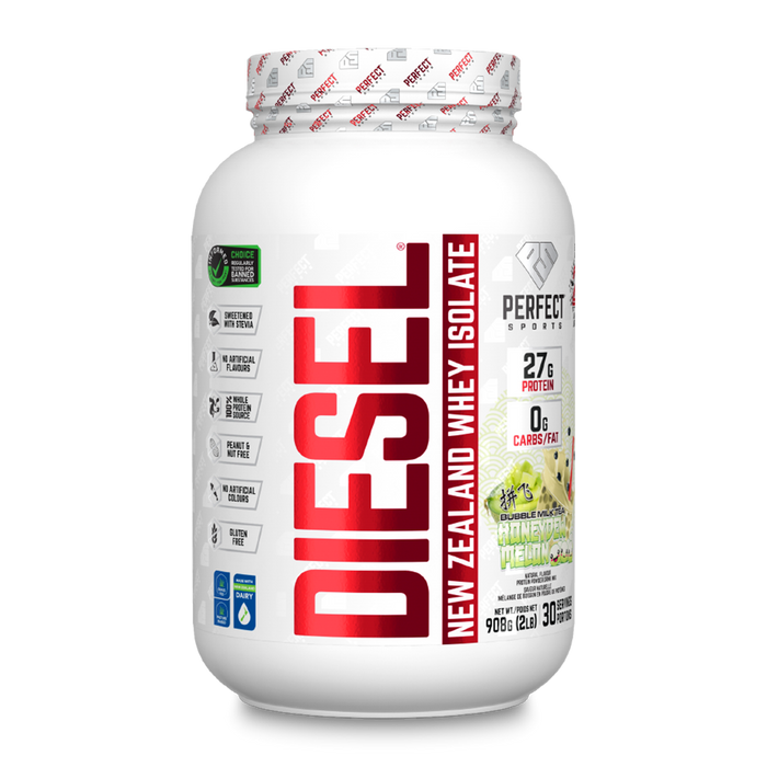 Perfect Sports Diesel New Zealand Whey Isolate Protein Bubble Milk Tea Honeydew Melon 2lbs