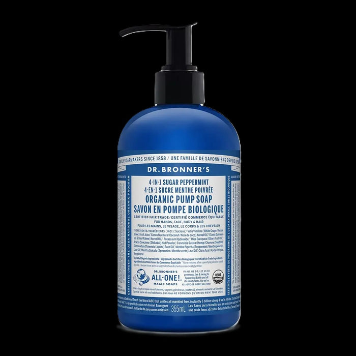 Dr. Bronner's 4-In-1 Organic Sugar Pump Soap Peppermint 355mL