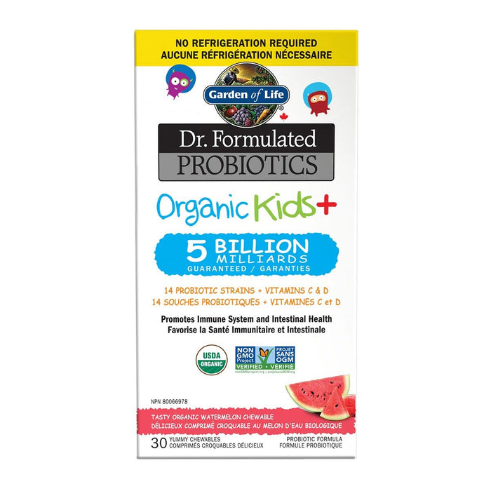 Garden of Life Dr. Formulated Probiotics Organic Kids+ 5 Billion CFU Shelf Stable Watermelon 30 Chews