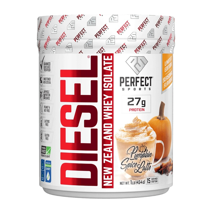 Perfect Sports Diesel New Zealand Whey Protein Isolate Pumpkin Spice Latte 1lbs