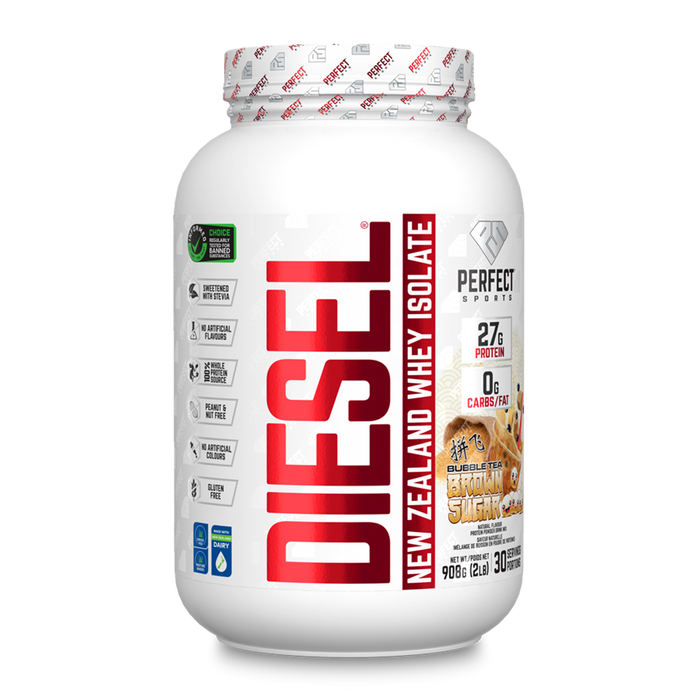 Perfect Sports Diesel New Zealand Whey Protein Isolate Brown Sugar Bubble Tea 2lbs