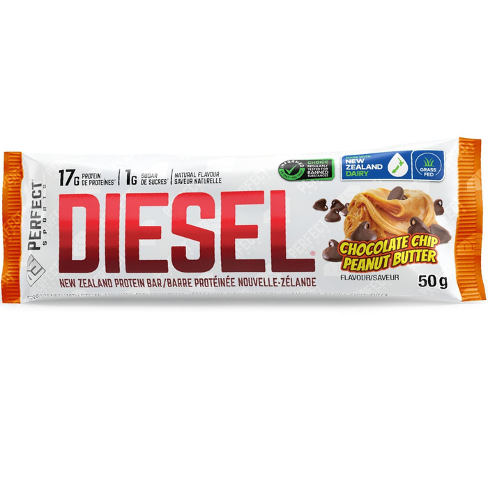 Perfect Sports Diesel New Zealand Protein Bar Chocolate Chip Peanut Butter 50g