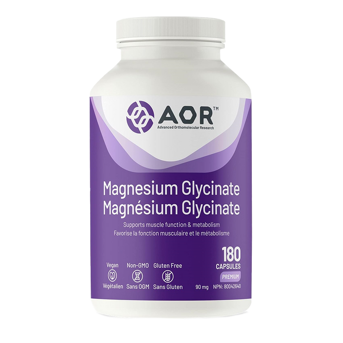 AOR Magnesium Glycinate 90mg 180 Capsules